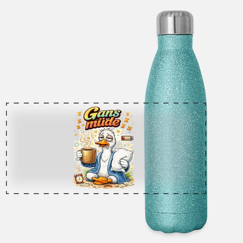 Fatigué de l’oie – le café d’abord Gourde isotherme panoramique pailletée 500 ml