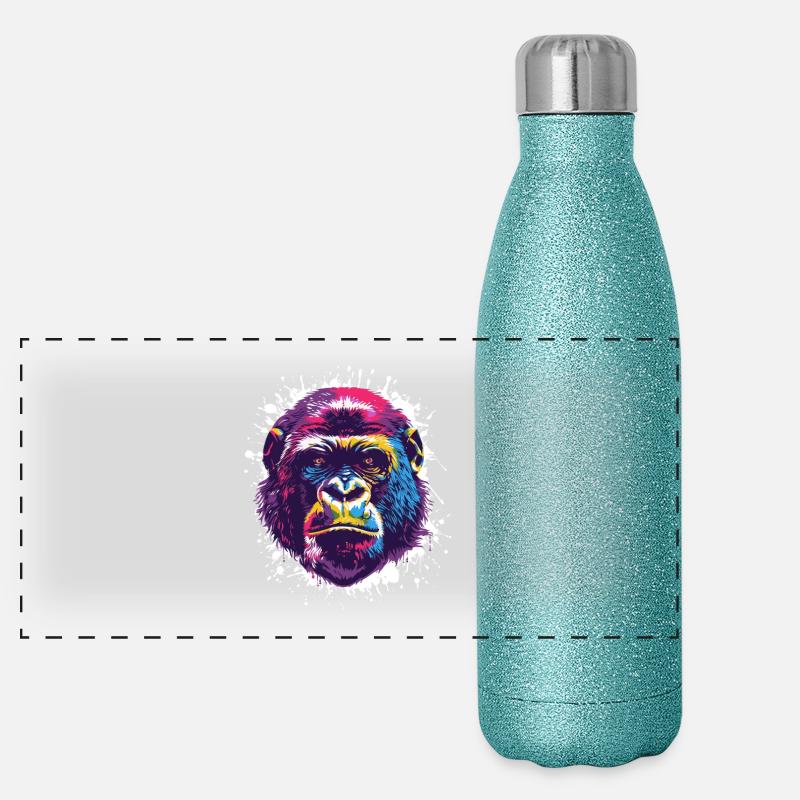 Gorilla Popart Affe Monkey Panorama Glitzer Isolierflasche 500 ml