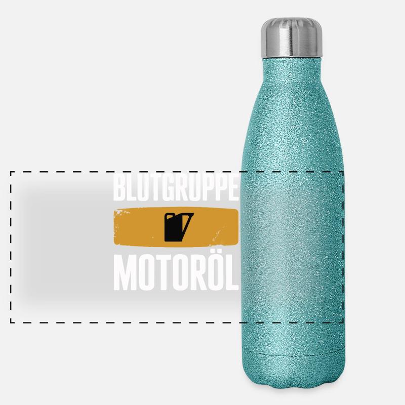 Blood Type Engine Oil Screwdriver Design Panoramic Glitter Thermal Bottle 500 ml