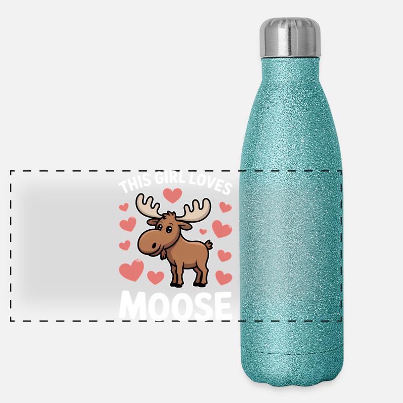 Elch Sprüche Elche Lustiges Elch Geschenk Panorama Glitzer Isolierflasche 500 ml