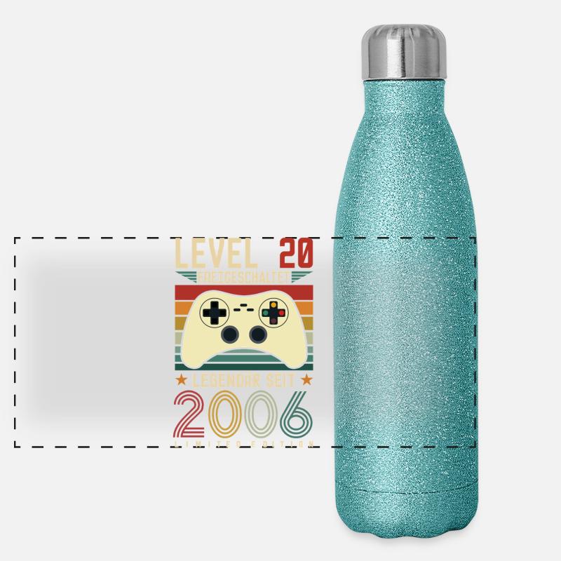 Niveau 20 débloqué 20e anniversaire 20 ans Gourde isotherme panoramique pailletée 500 ml