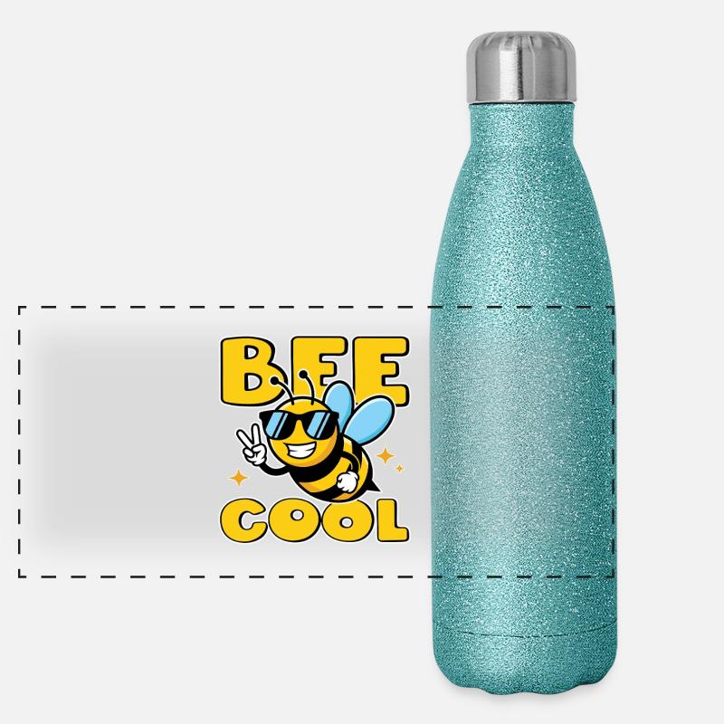 Bee Cool – lustige Biene mit Sonnenbrille & Peace Panorama Glitzer Isolierflasche 500 ml