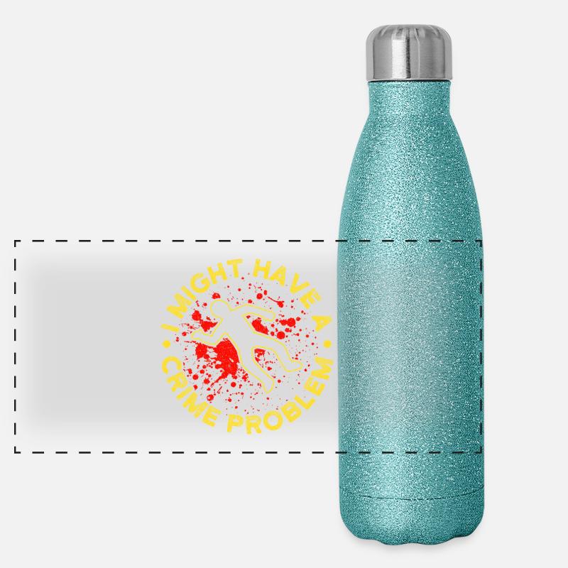 Forensic Science Major Have A Crime Problem Panoramic Glitter Thermal Bottle 500 ml