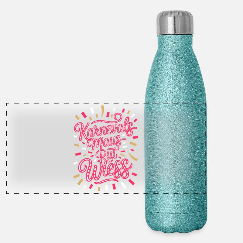 Karnevalsmaus Rut Wiess Köln Kölner Karneval Maus Panorama Glitzer Isolierflasche 500 ml