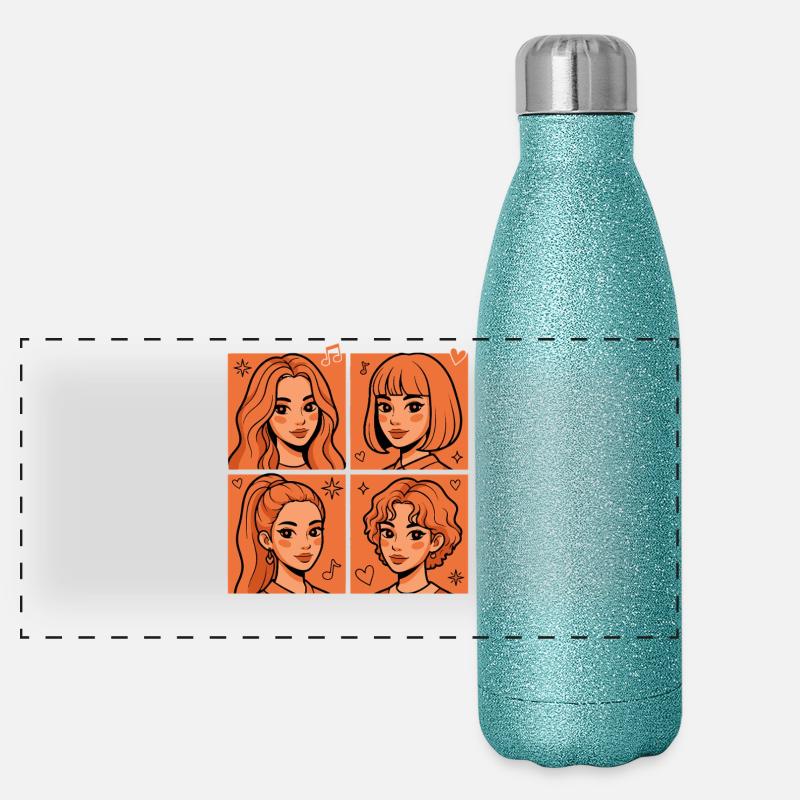 Kpop Pop Coréenne Pop Adoration de groupes féminins coréens mignons Gourde isotherme panoramique pailletée 500 ml