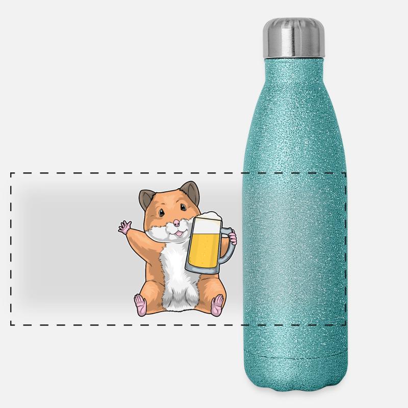 Hamster Bier Panorama Glitzer Isolierflasche 500 ml
