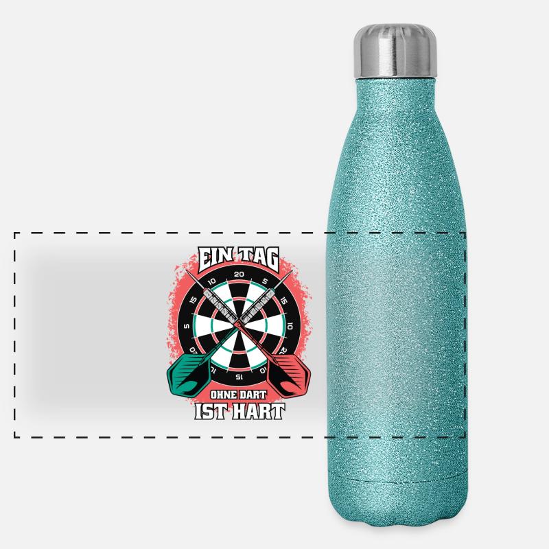 Ein Tag ohne Dart wird hart – Lustiges Darts Shirt Panorama Glitzer Isolierflasche 500 ml