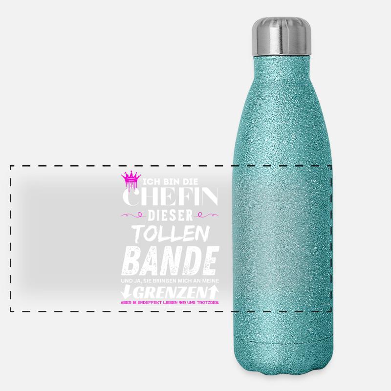 Chefin dieser Tollen Bande Chefin Geschenke - Panoramic Glitter Thermal Bottle 500 ml - blue glitter