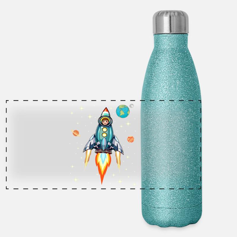 Vaisseau spatial spatial fusée Vaisseau spatial Gourde isotherme panoramique pailletée 500 ml