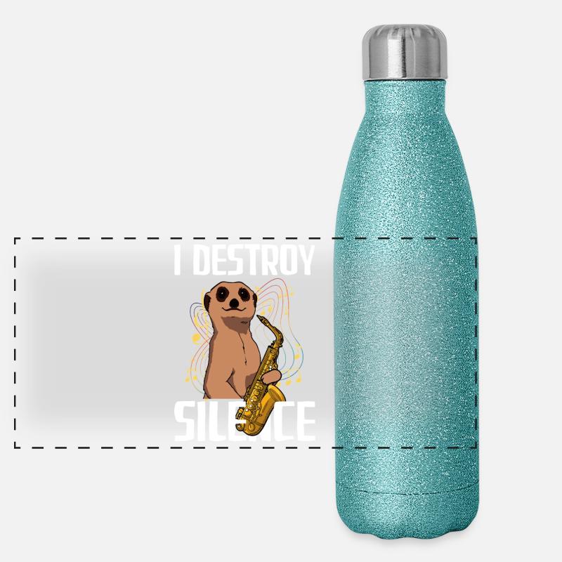 Je détruis le silence Saxophone Saxophone Gourde isotherme panoramique pailletée 500 ml