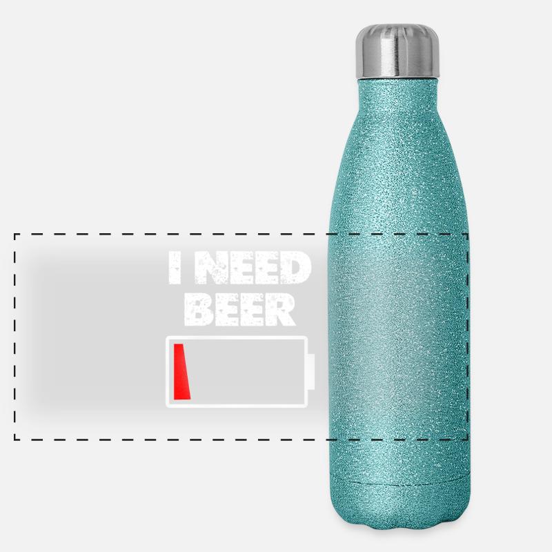 I Need Beer – Akku leer Panorama Glitzer Isolierflasche 500 ml