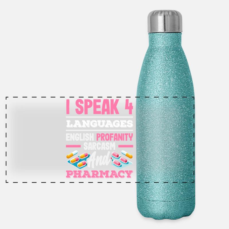 Sprich 4 Sprachen Lustiger Apotheker Panorama Glitzer Isolierflasche 500 ml