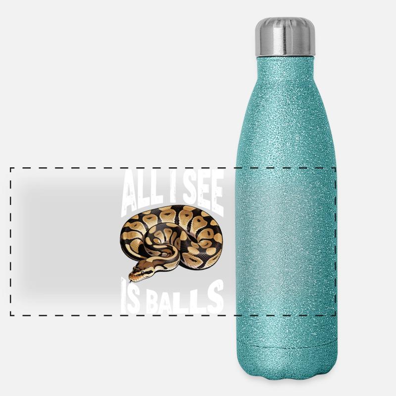 Königspython Schlangen Liebhaber Terrarium Python Panorama Glitzer Isolierflasche 500 ml
