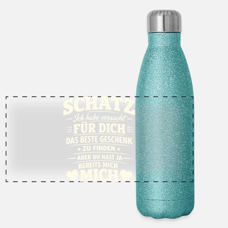 Irony Couple Sarcastic Gift Panoramic Glitter Thermal Bottle 500 ml