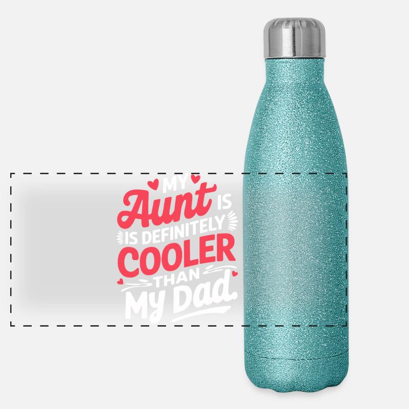 Aunt Is Cooler Than Dad – Graphic Tee Panoramic Glitter Thermal Bottle 500 ml