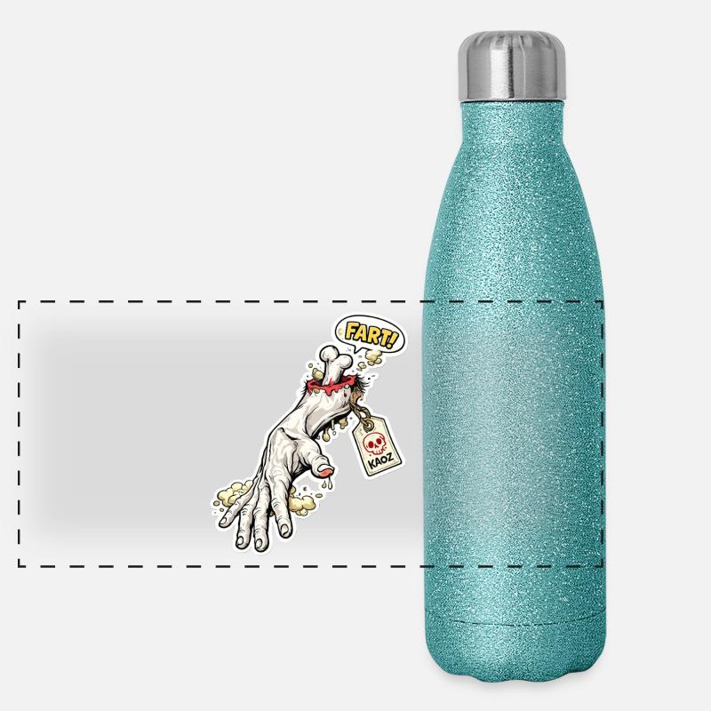 Fart Skeleton Zombie Hand Sticker Panoramic Glitter Thermal Bottle 500 ml