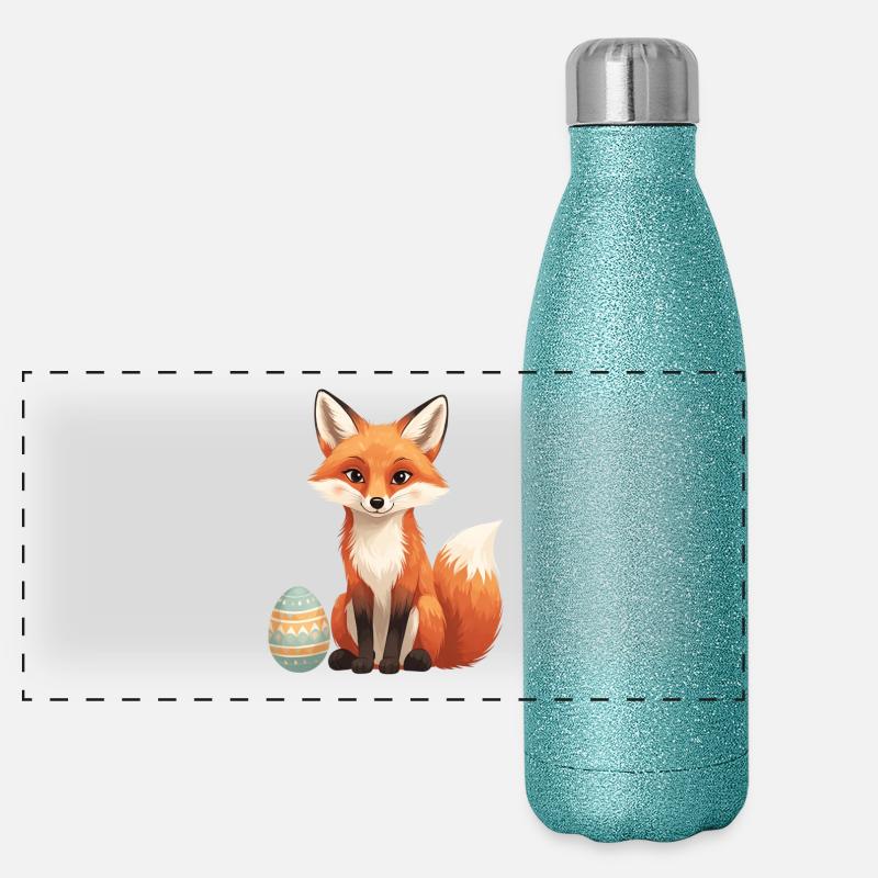 Renard de Pâques au style doux Gourde isotherme panoramique pailletée 500 ml