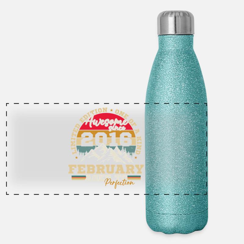 Février 2016 Vintage Retro Cadeau d'anniversaire Gourde isotherme panoramique pailletée 500 ml