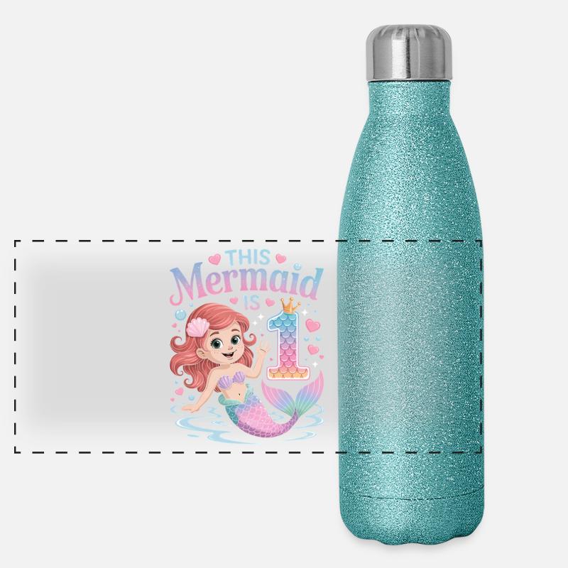Sirène 1er anniversaire 1 année Gourde isotherme panoramique pailletée 500 ml
