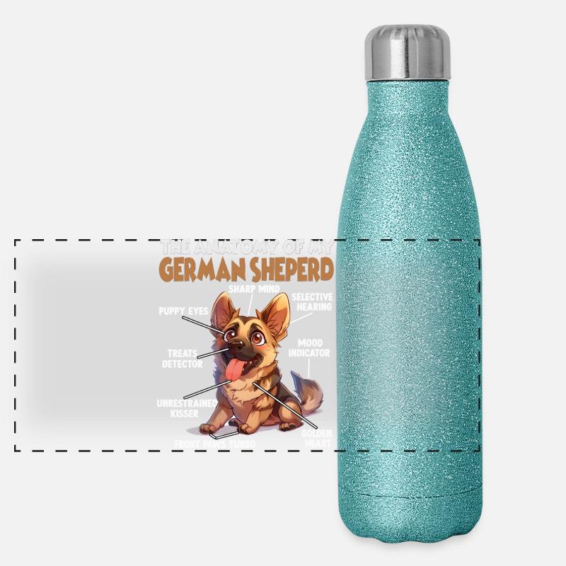 Hundehalter Geschenk Deutscher Schäferhund Gassi T Panorama Glitzer Isolierflasche 500 ml