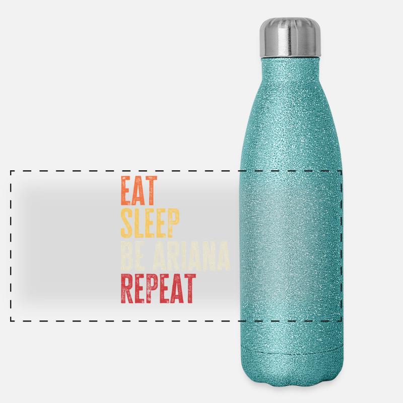 Eat Sleep Be Ariana Repeat Retro Name Panoramic Glitter Thermal Bottle 500 ml
