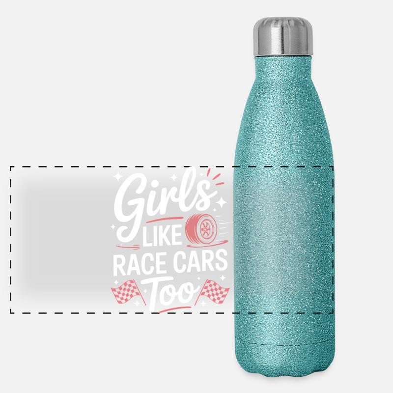 Cadeau de voitures de course de filles Gourde isotherme panoramique pailletée 500 ml