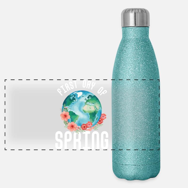First Day Of Spring Happy Easter Ostara Eostre Panoramic Glitter Thermal Bottle 500 ml