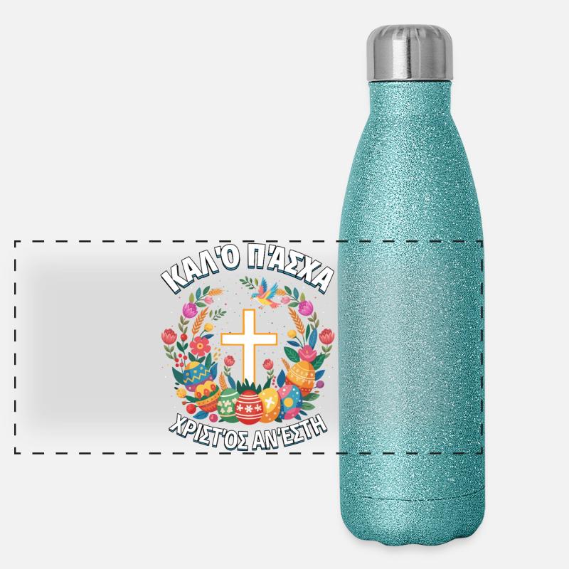 Greek Easter Pascha Orthodox Easter Panoramic Glitter Thermal Bottle 500 ml