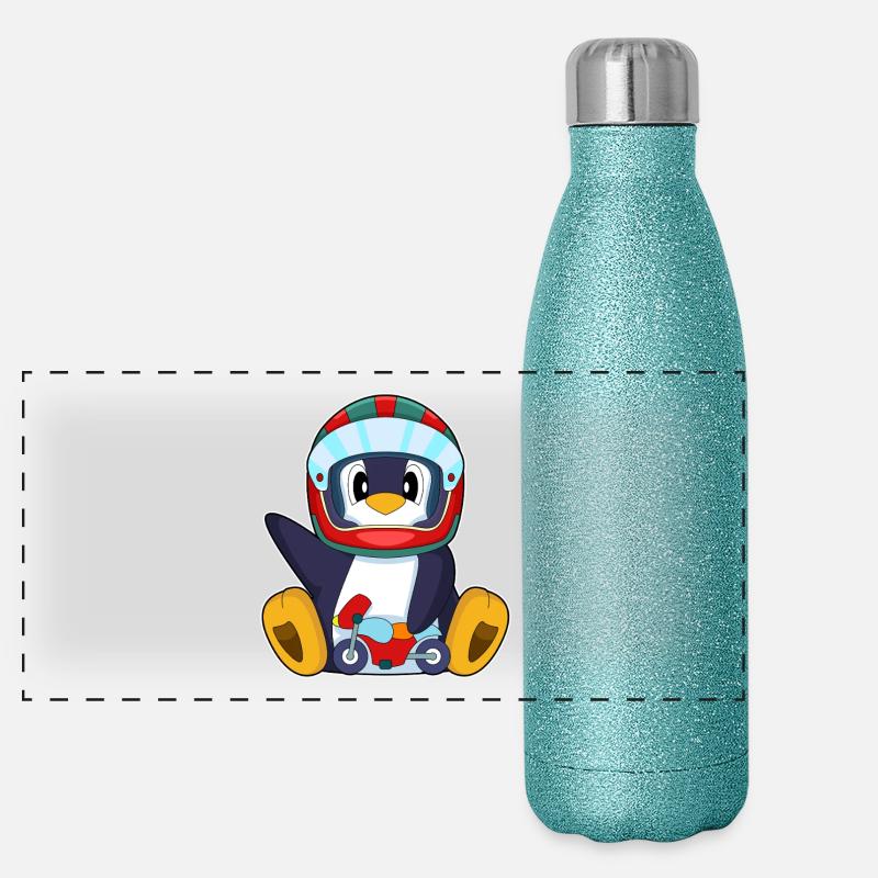 Penguin Motorcycle Gourde isotherme panoramique pailletée 500 ml