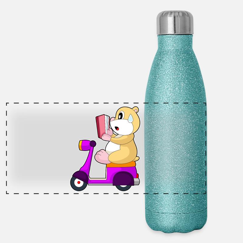 Hamster Motorroller Panorama Glitzer Isolierflasche 500 ml