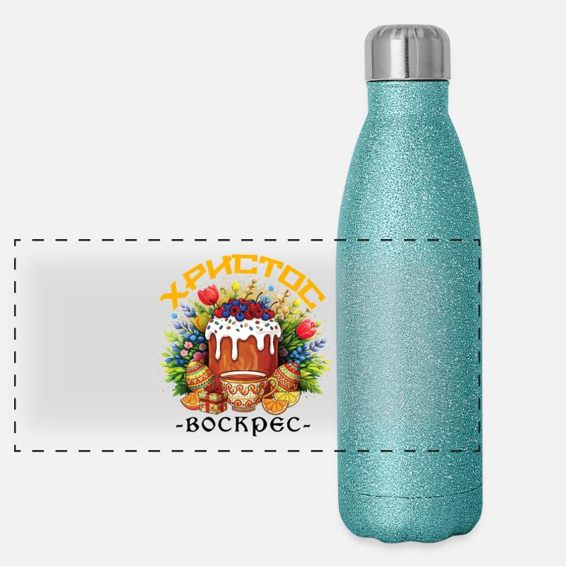 Fèide de Pâques grecques Pâques orthodoxes grecques Gourde isotherme panoramique pailletée 500 ml