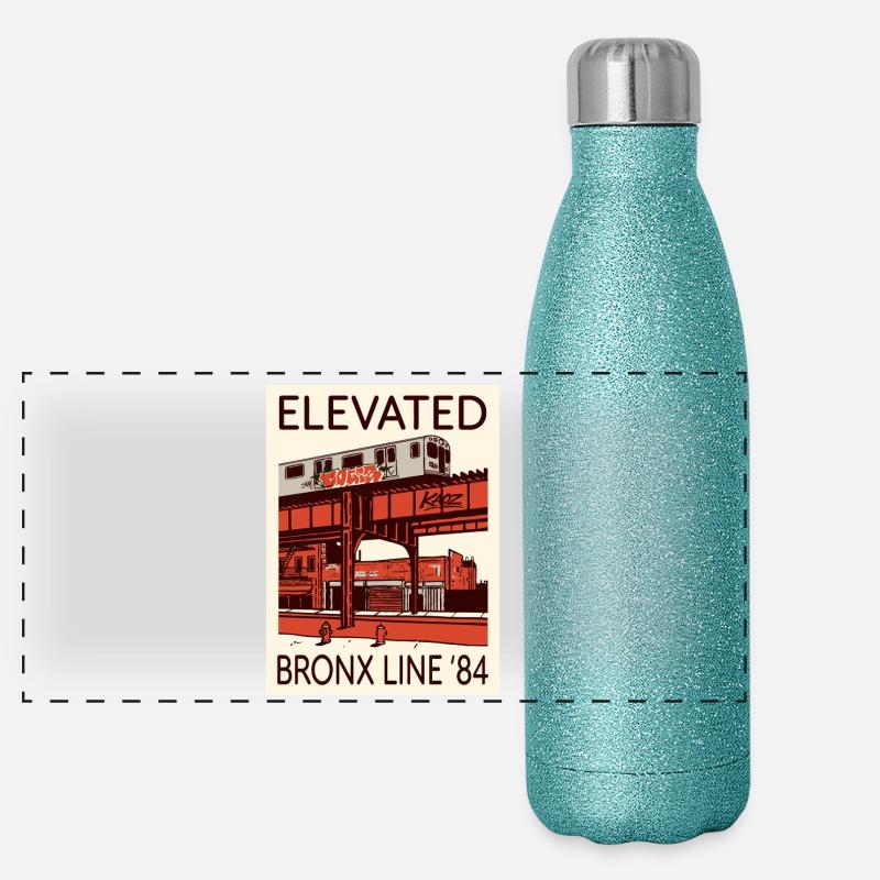 Graphique surélevé du Bronx Line 84 Gourde isotherme panoramique pailletée 500 ml