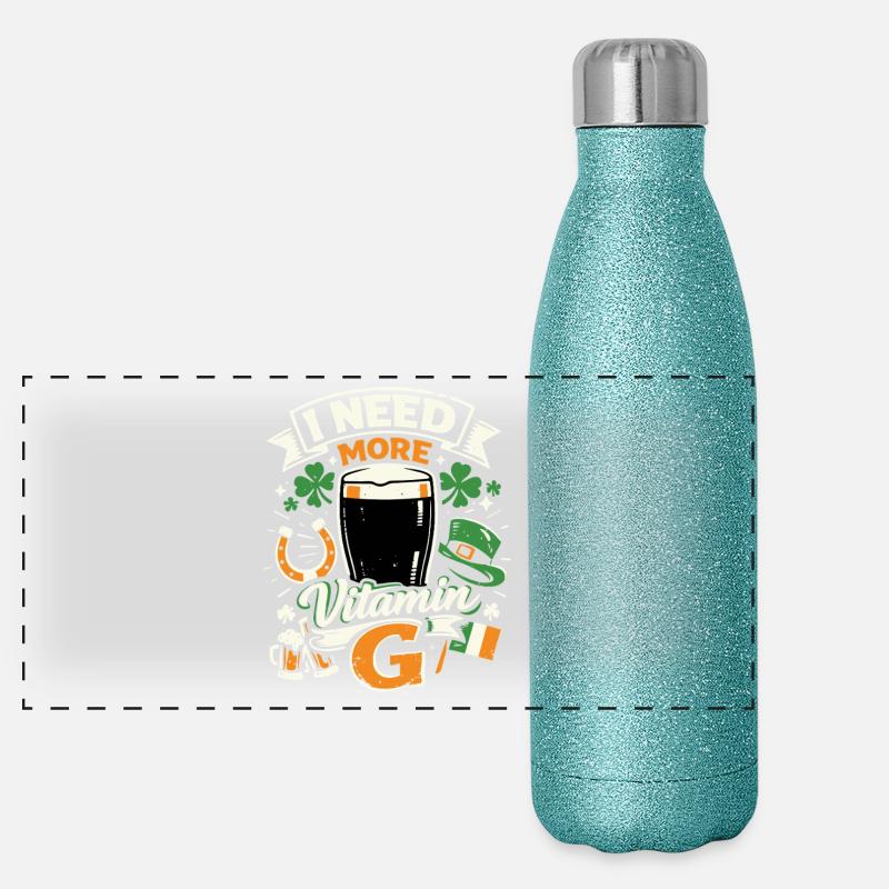 J’ai besoin de plus de vitamine G | Bière Stout | Saint Patrick Gourde isotherme panoramique pailletée 500 ml