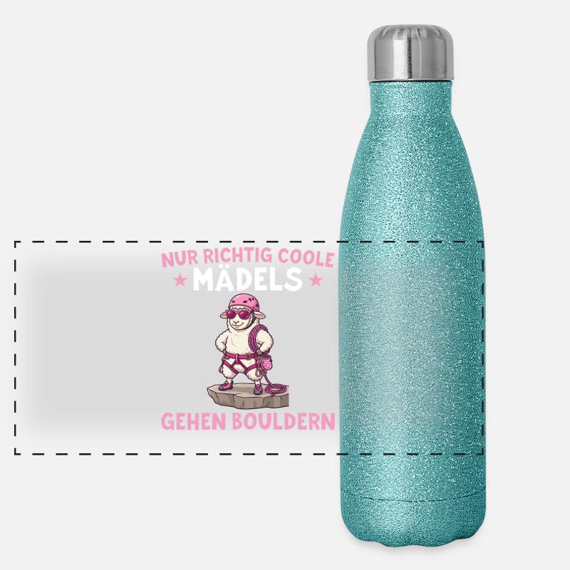 Bouldern Schaf Coole Mädels Klettern Geschenk Panorama Glitzer Isolierflasche 500 ml