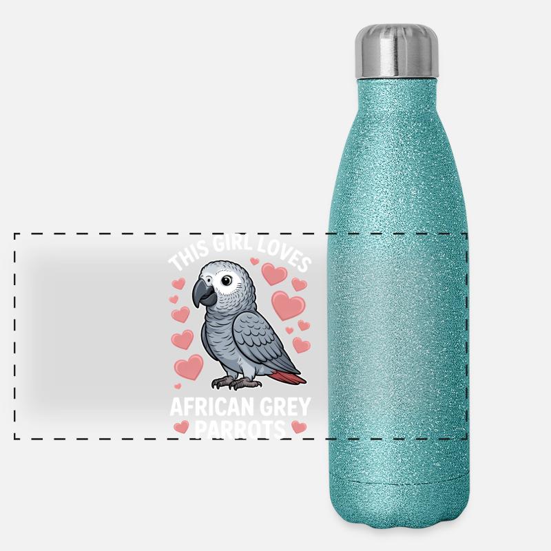 Graupapagei Sprüche Lustiges Graupapagei Geschenk  Panorama Glitzer Isolierflasche 500 ml