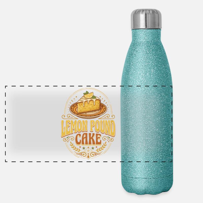 Lemon Pound Cake Logo Panoramic Glitter Thermal Bottle 500 ml