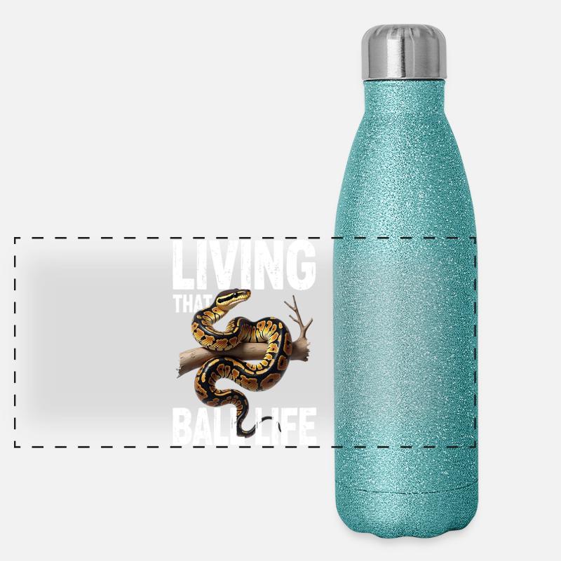 Königspython Schlangen Liebhaber Terrarium Python Panorama Glitzer Isolierflasche 500 ml
