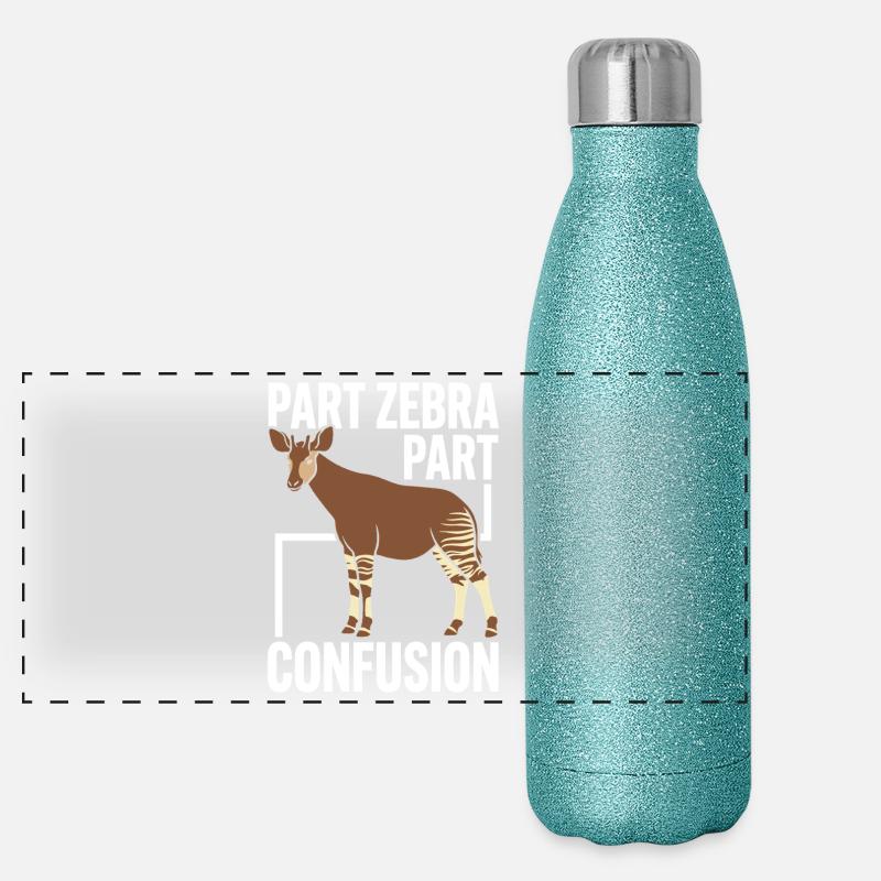 Okapi-liebhaber Okapi-tier Seltene Tierweltliebe Panorama Glitzer Isolierflasche 500 ml