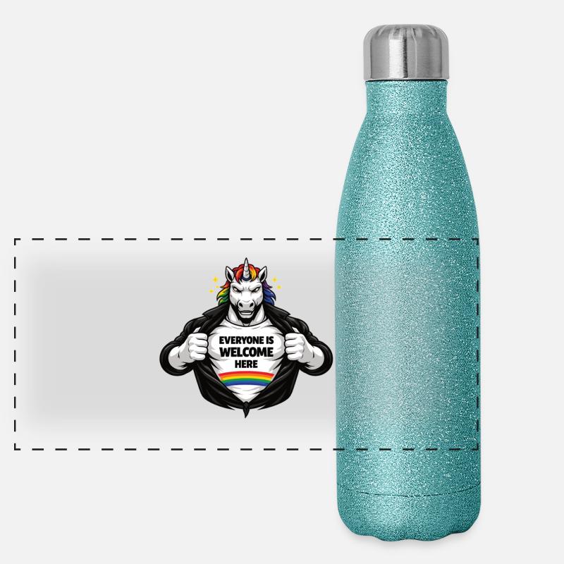 Diversity & Respect Rainbow Statement Design Panoramic Glitter Thermal Bottle 500 ml