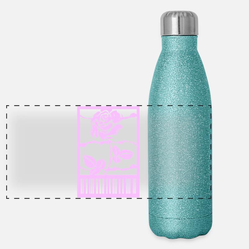 Gothic Rose Stacheldraht Strichcode Urban Style Panorama Glitzer Isolierflasche 500 ml