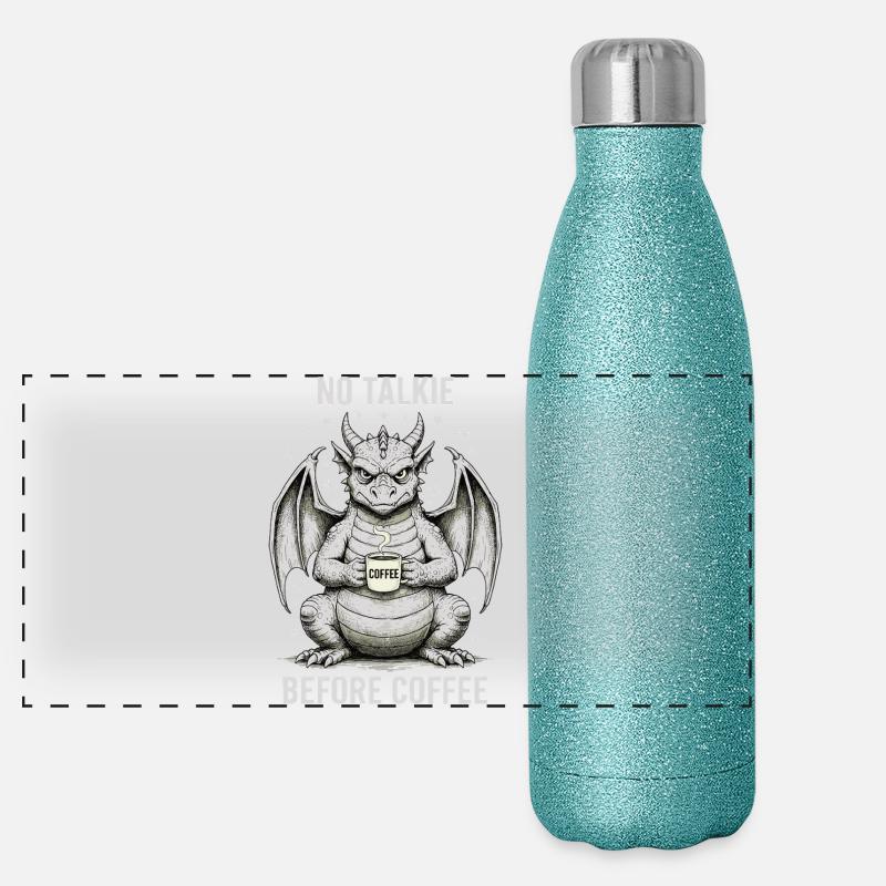Pas de conversation avant Dragon Amoureux du Café Gourde isotherme panoramique pailletée 500 ml