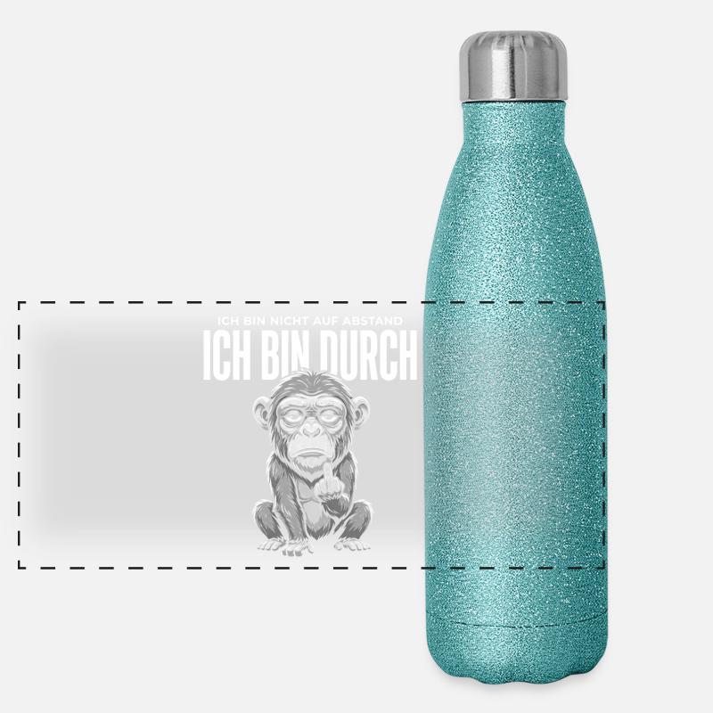 Affe Mittelfinger – Ich bin durch Panorama Glitzer Isolierflasche 500 ml