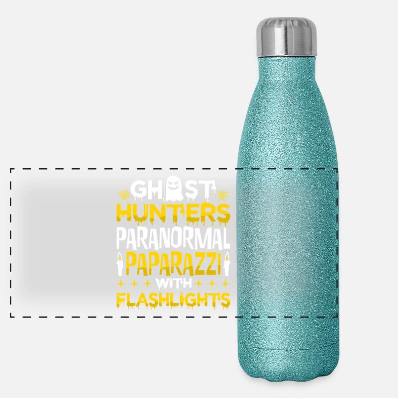 Geisterjäger Halloween Englisch Spruch Panorama Glitzer Isolierflasche 500 ml