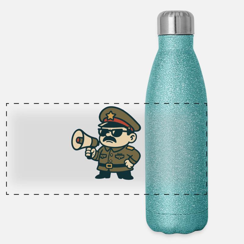 Retro Sergeant Megaphone Panoramic Glitter Thermal Bottle 500 ml