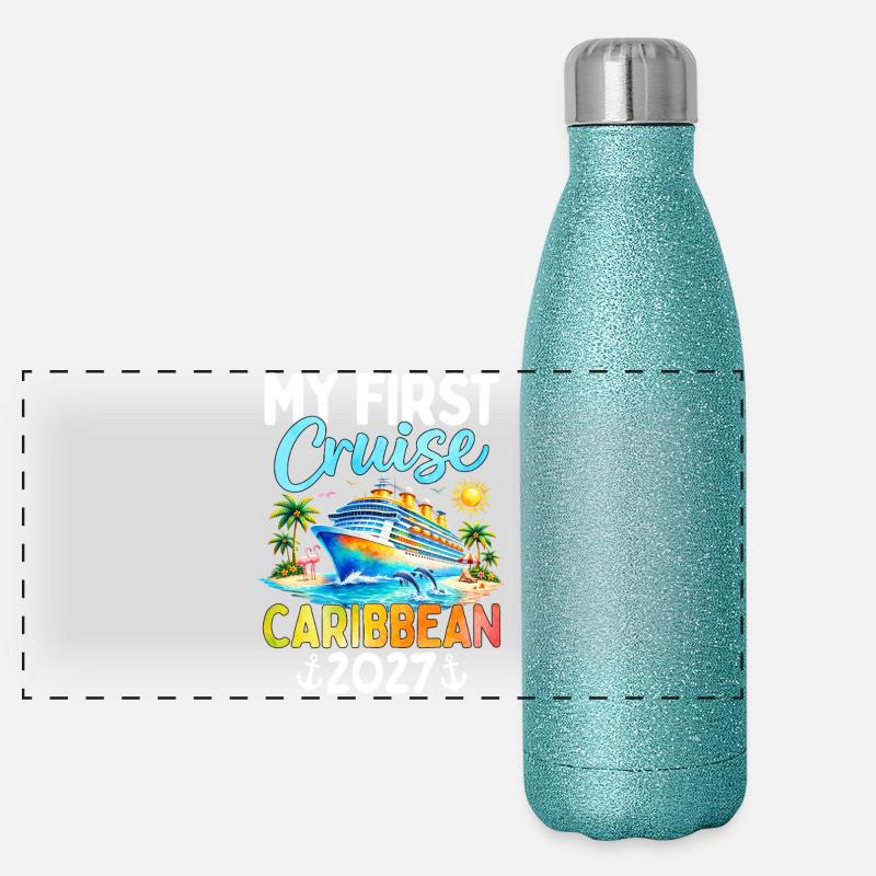 Ma première croisière dans les Caraïbes 2027 Gourde isotherme panoramique pailletée 500 ml