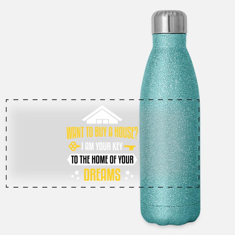 Clé de la maison de vos rêves Gourde isotherme panoramique pailletée 500 ml