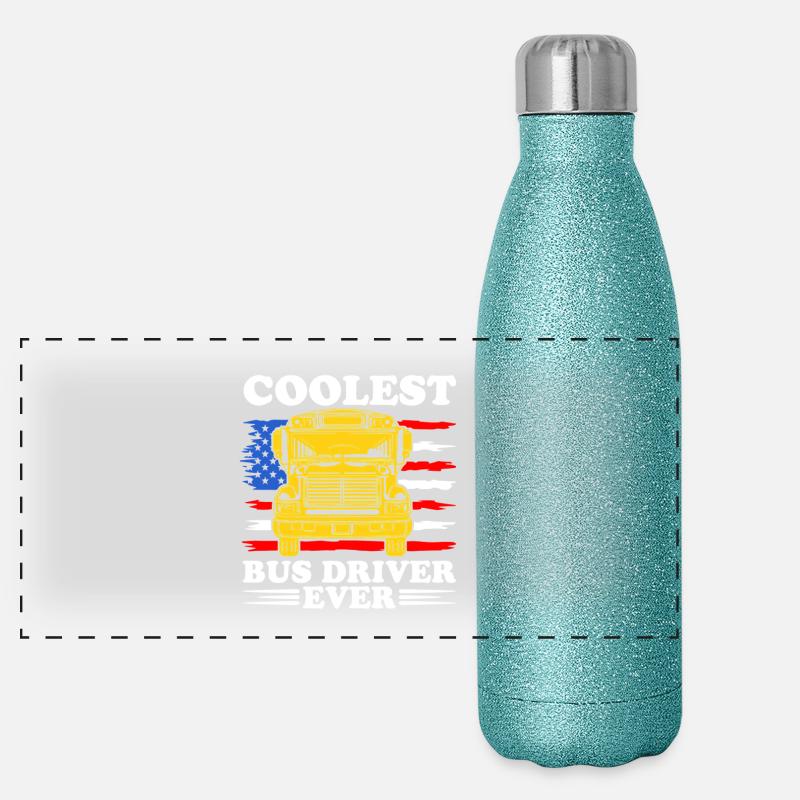 School Bus Driver Bus Operator Bus Captain Job USA Panoramic Glitter Thermal Bottle 500 ml