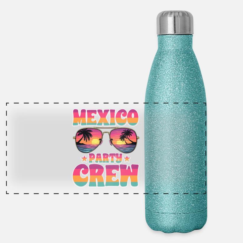 Mexiko Party Crew Panorama Glitzer Isolierflasche 500 ml