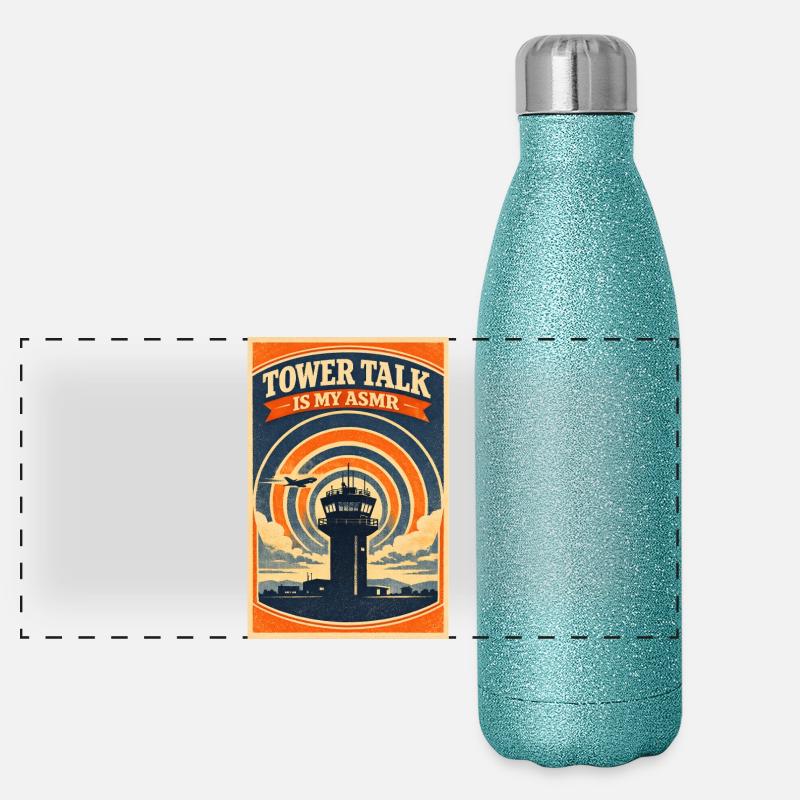 Towerfunk pur | Plane Spotter Aviation Panorama Glitzer Isolierflasche 500 ml