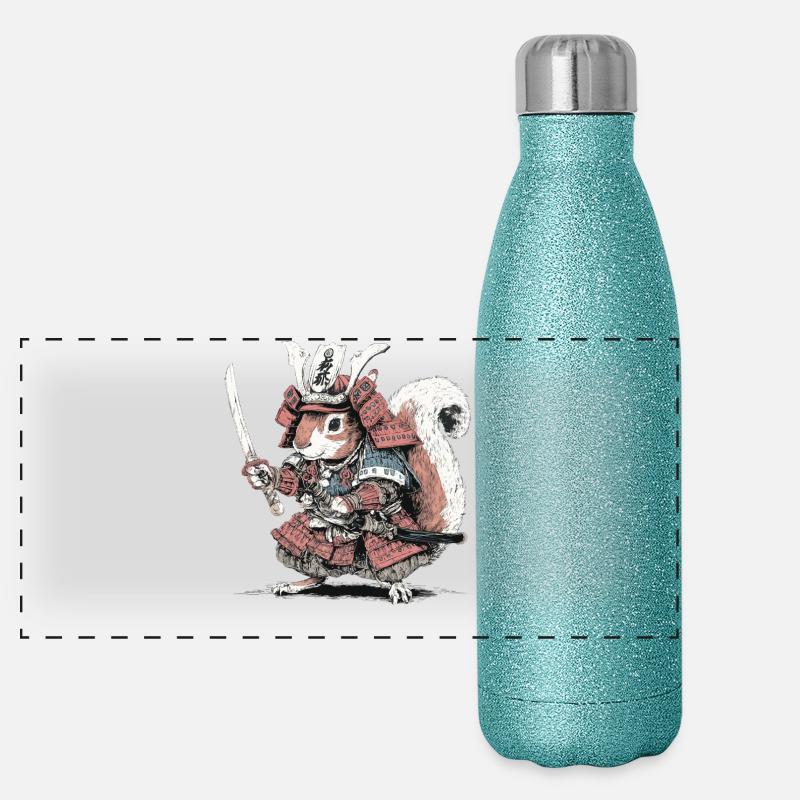 Squirrel Samurai Armor Panoramic Glitter Thermal Bottle 500 ml